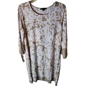 Ellen Weaver Unlined Shift Dress with Tie Sleeves, 1X